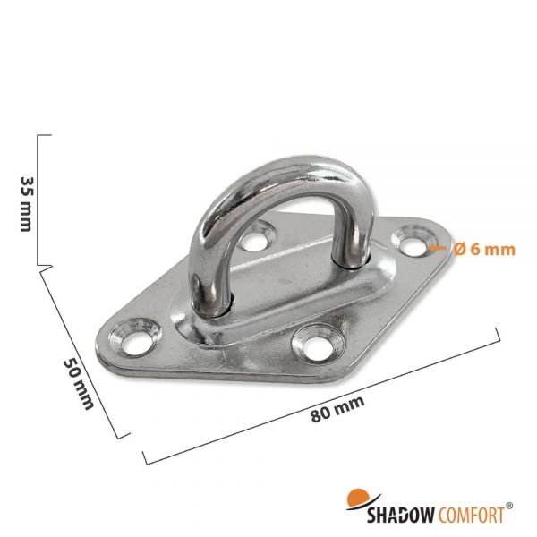 RVS Plaat met oog afmetingen - Shadow Comfort