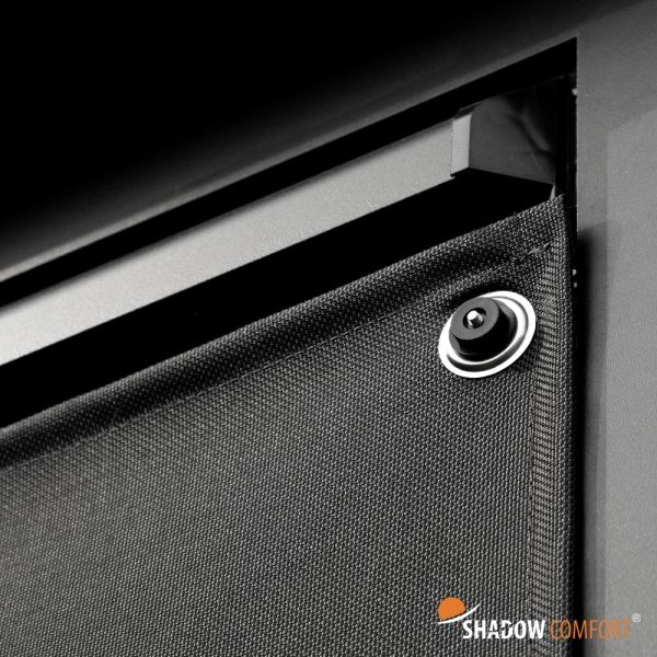 Screendoek Zwart hoek inzoom - Shadow Comfort